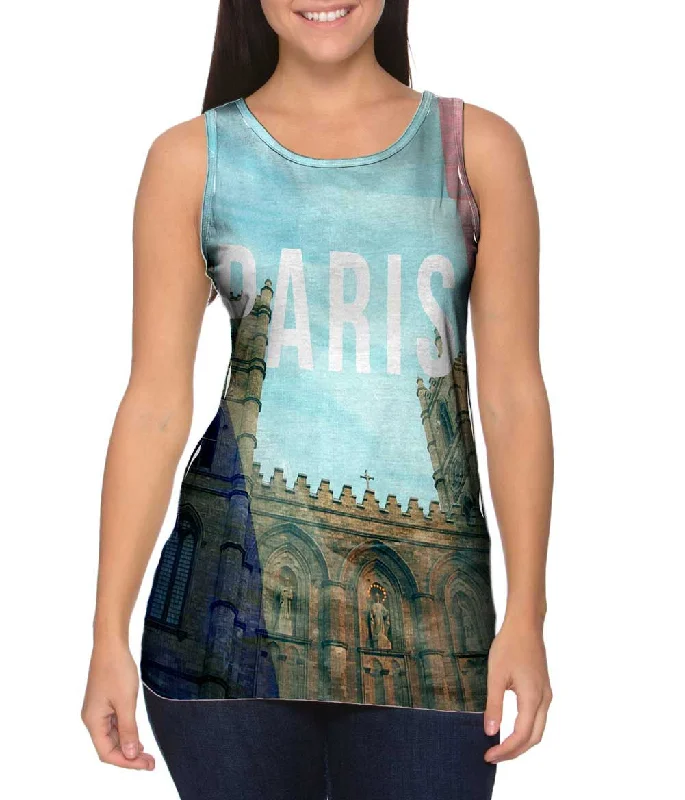 Basic Cotton Tank Top-Paris Pride Notre Dame Sunrise