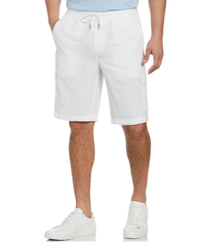 Travel Shorts-Linen Blend Pull-On Cargo Shorts