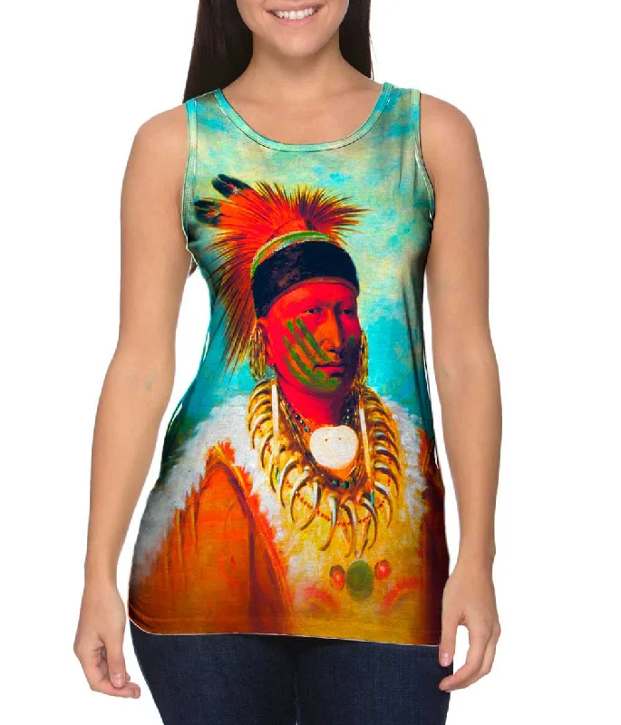 Casual Ribbed Vest-Native American Art - "The White Cloud Head Chief Of The Iowas" (1844)