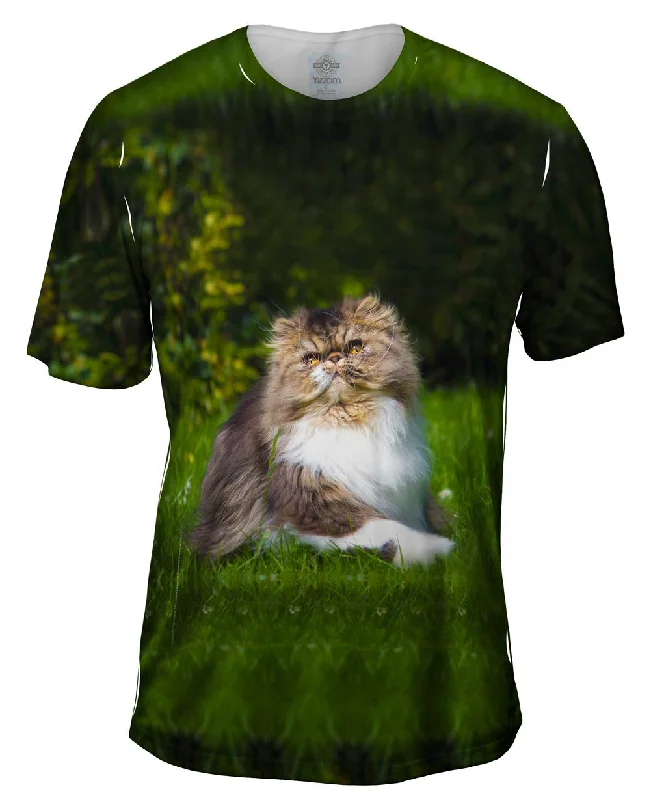 Comic Strip T-Shirt-Grassy Cat