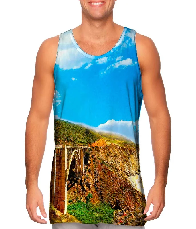 Cotton Stretch Tank-Ocean View By The Shore