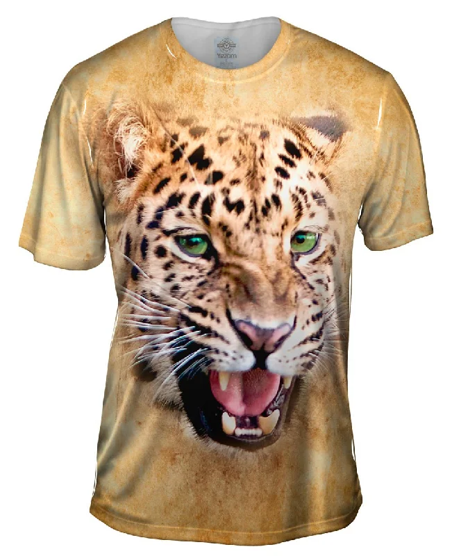 Skateboard Graphic T-Shirt-Growling Leopard Face