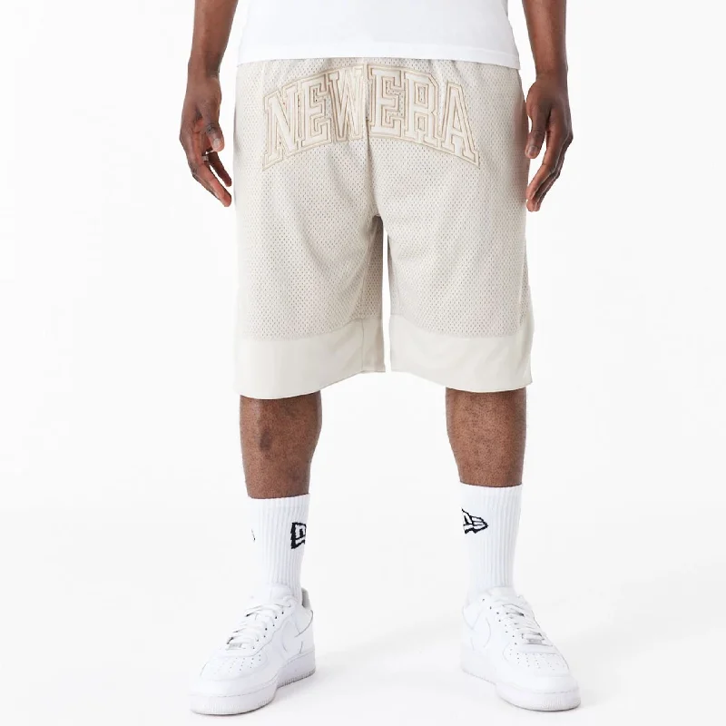 Everyday Casual Shorts-New Era Arch Logo Stone Mesh Shorts