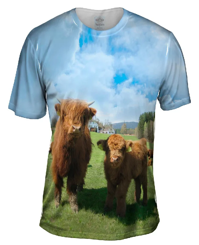 Retro Music T-Shirt-Highland Furry Cattle