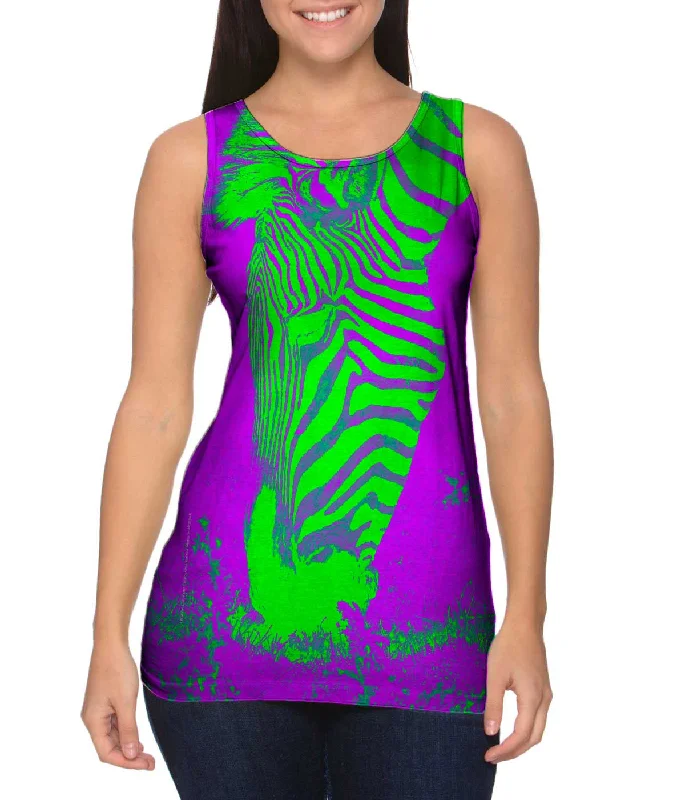 Vintage Muscle Tank-Neon Pink Zebra