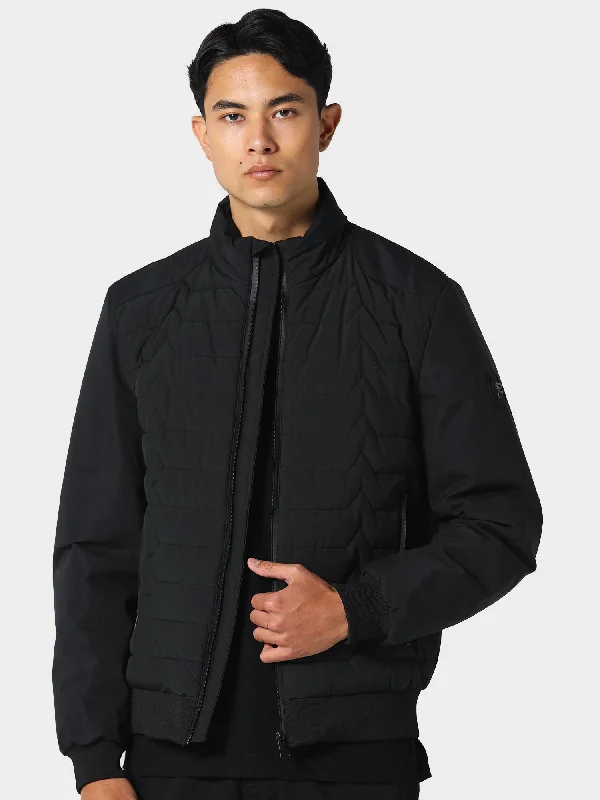 Knit Zip-Up Jacket-Farland Black Jacket