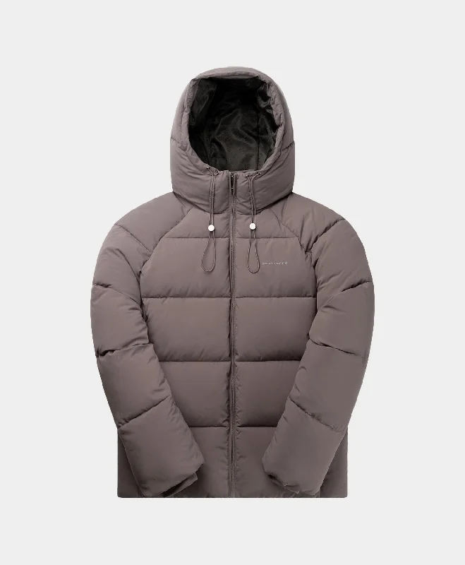 Trench Coat Jacket-Rabbit Grey Relaxed Puffer