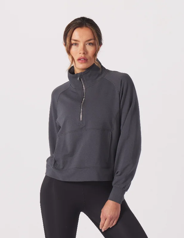 Premium Fabric Long Sleeve-Daily Scuba 1/4 Zip: Carbon