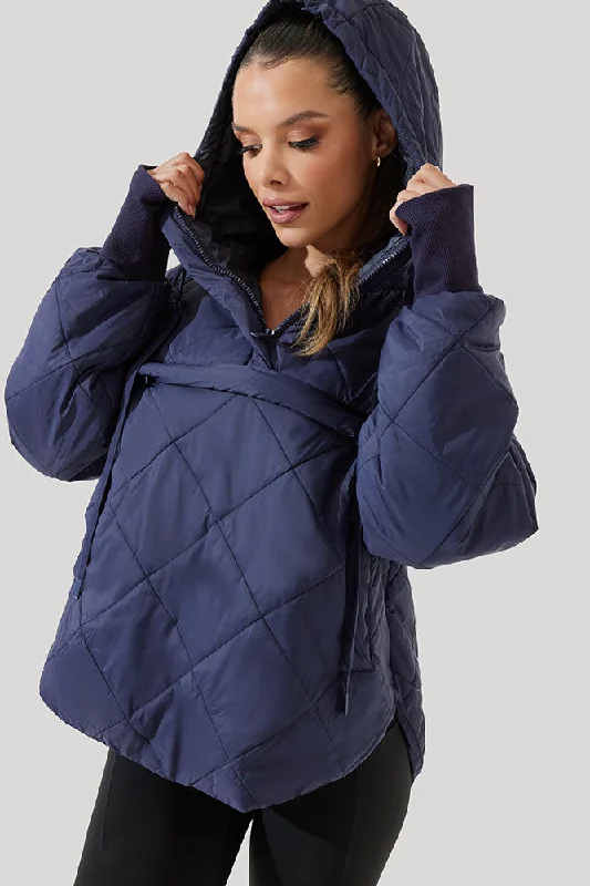 Reflective Safety Jacket-Pillow Packable Puffer Jacket - Peacoat Navy