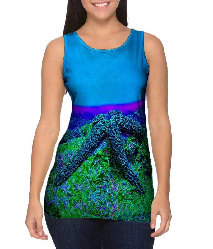 Graphic Print Tank-Neon Starfish Glow Underwater