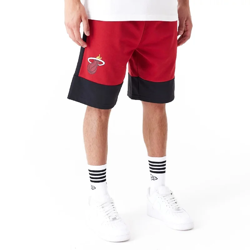 Classic Bermuda Shorts-Miami Heat NBA Colour Block Dark Red Shorts