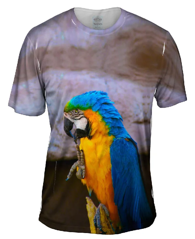 Street Art T-Shirt-Hang Nail Blue Parrot