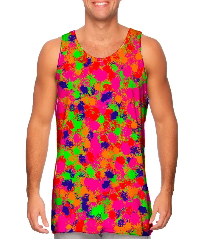 High-Neck Sleeveless Top-Paint Splatter Madness