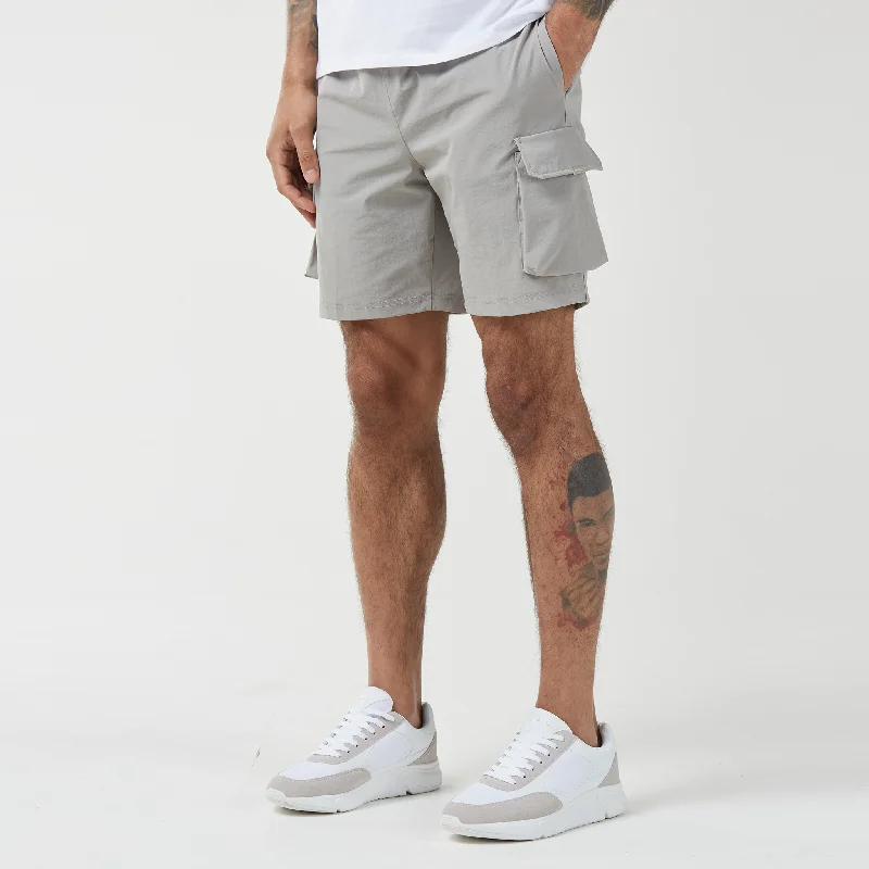 Retro Print Shorts-Premium Tech Cargo Short | Stone