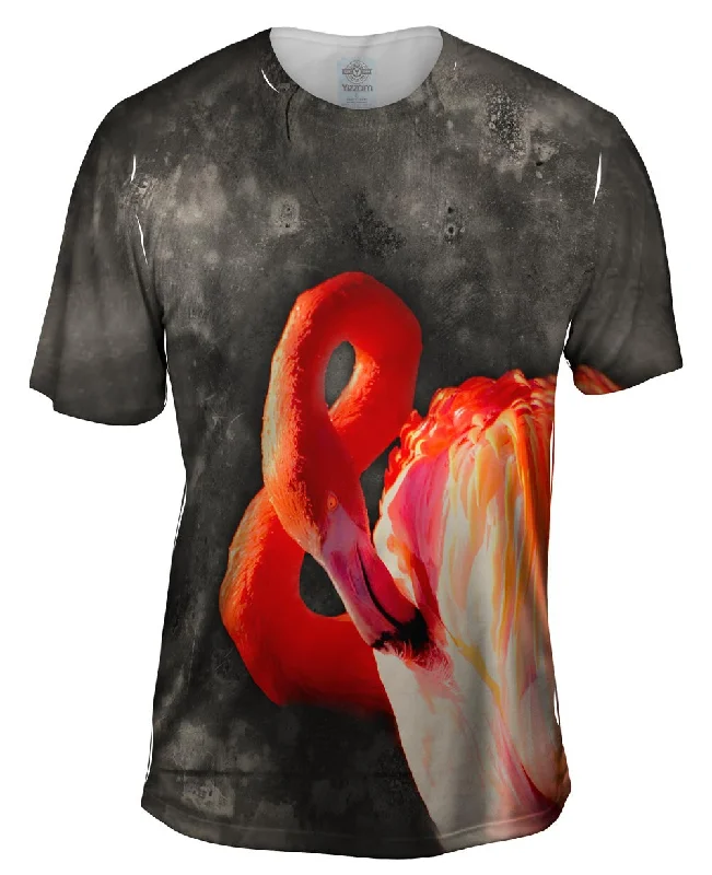 Retro Print T-Shirt-Moon Film Flamingo