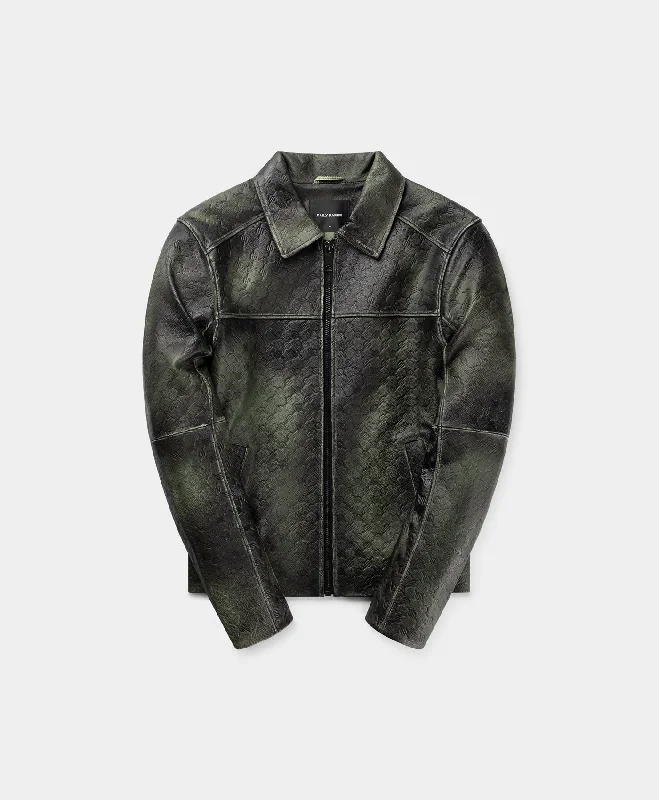 Travel Jacket-Cardamom Green Silence Monogram Leather Jacket