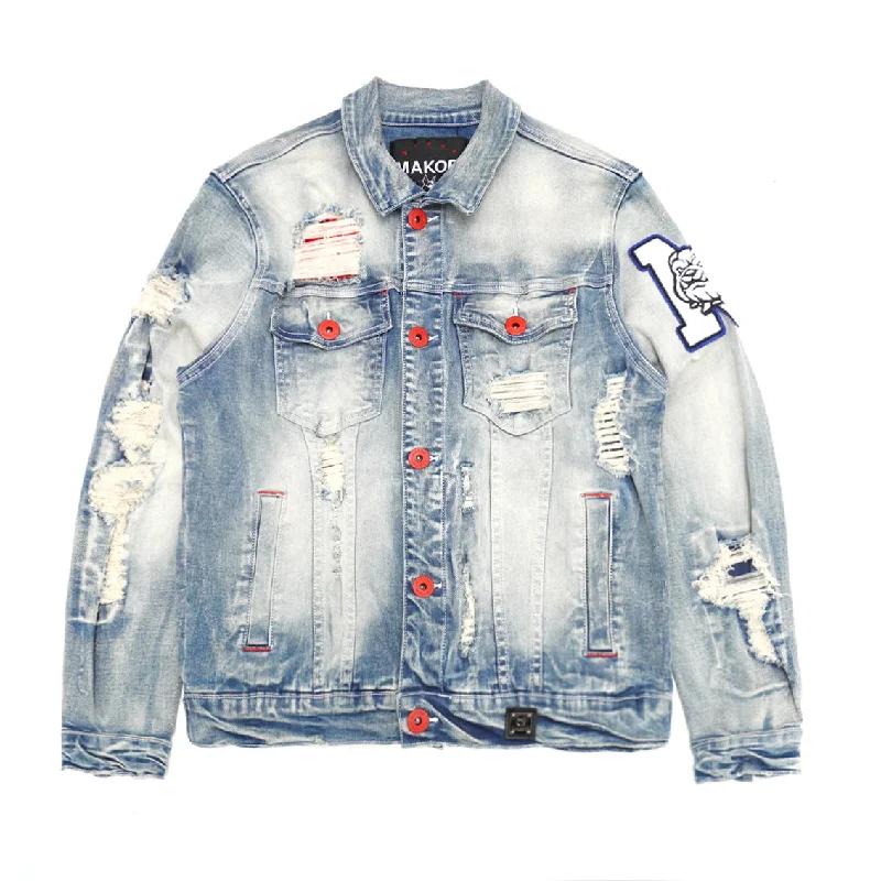 Fleece Lined Jacket-M1090 Leaders Denim Jacket - Light Wash