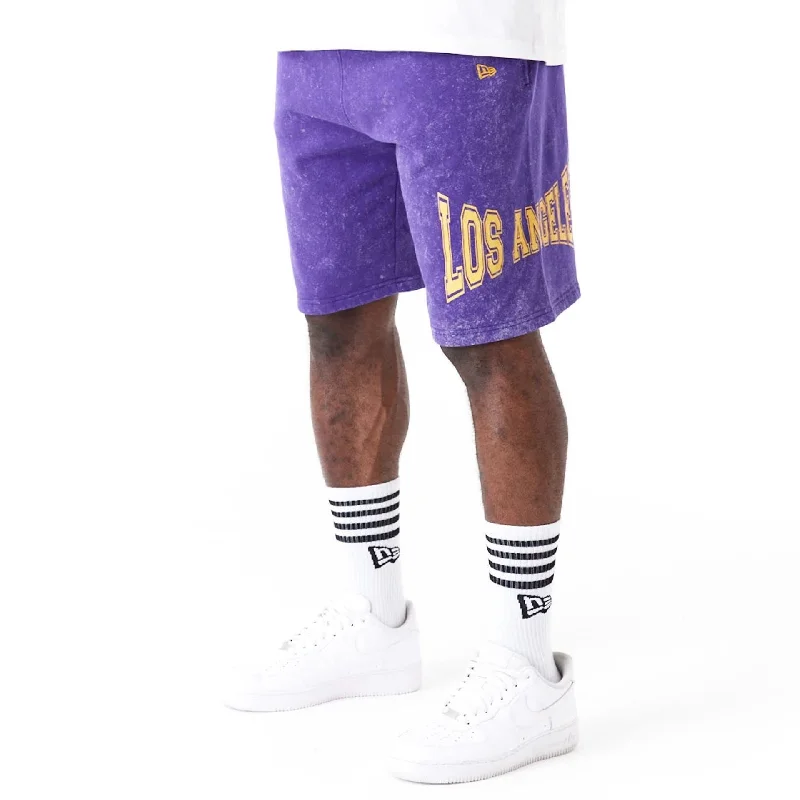 Light Fabric Shorts-LA Lakers NBA Washed Purple Shorts