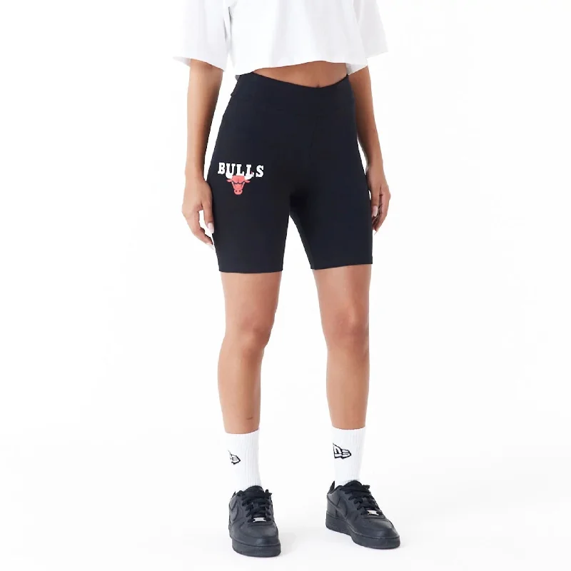 Quick Dry Swim Shorts-Chicago Bulls Womens NBA Logo Black Cycling Shorts