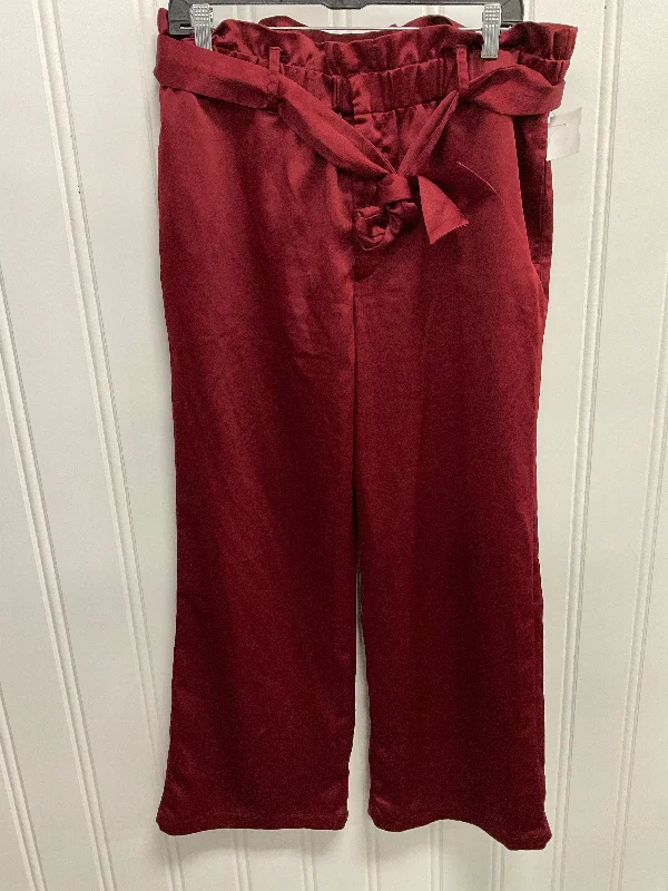 High-Waisted Pants-Pants Dress By Time And Tru In Red, Size: L