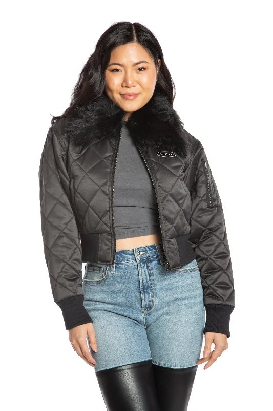 Urban Bomber Jacket-Faux Fur Collar Aviator