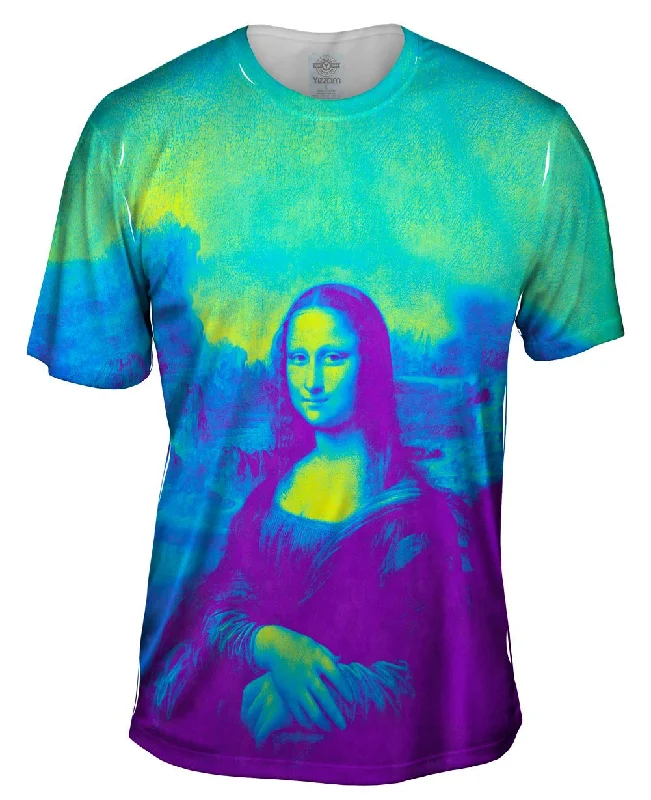 Retro Design T-Shirt-Pop Art - "Da Vinci Mona Lisa Purple Yellow" (1517)