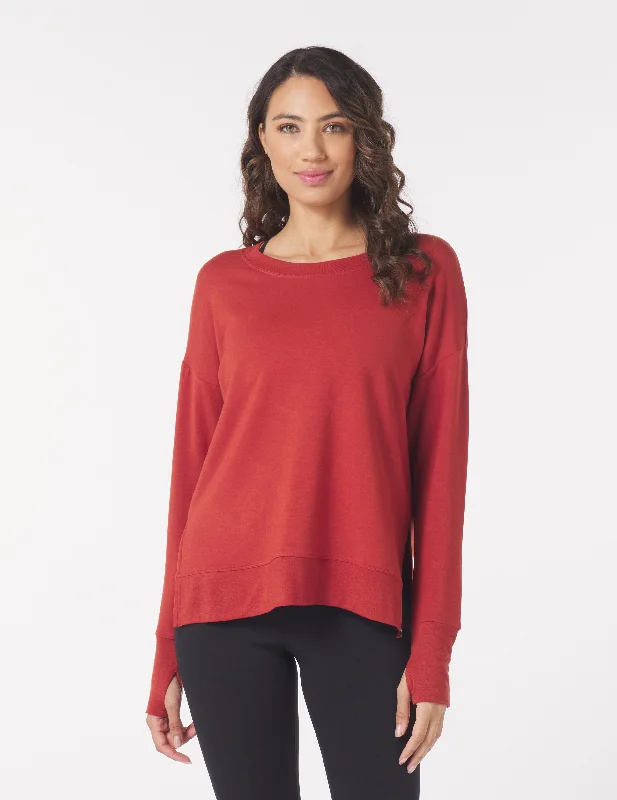 Soft Cotton Blend Long Sleeve-Lounge Long Sleeve: Brick Red