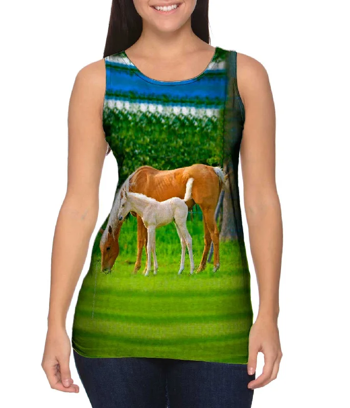 Layered Style Vest-Misty Horses Grazing