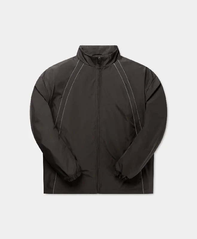 Thermal Fleece Jacket-Obsidian Black Taye Logo Relaxed Track Jacket