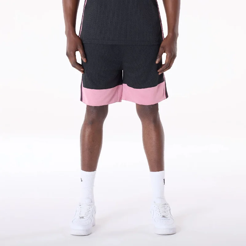 Stylish Running Shorts-New Era Mesh Black Oversized Shorts