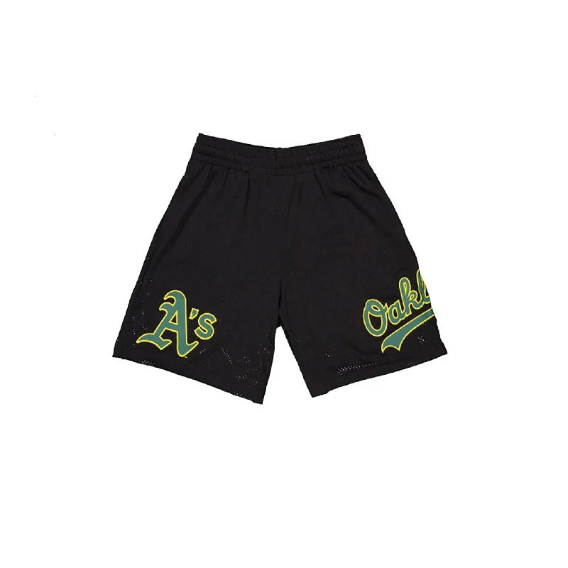 Black Casual Shorts-Oakland Athletics MLB Custom Black Mesh Shorts