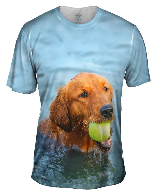 Graphic Artist T-Shirt-Golden Lab Waterplay