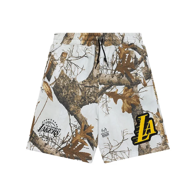 Printed Graphic Shorts-LA Lakers NBA City Edition Real Tree White Shorts