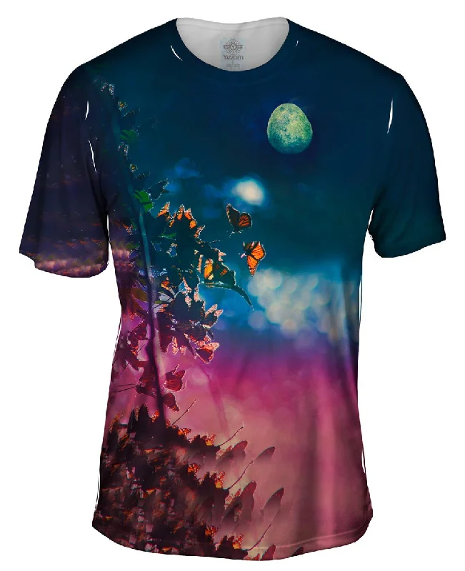 Simple Plain T-Shirt-Moon Butterflies