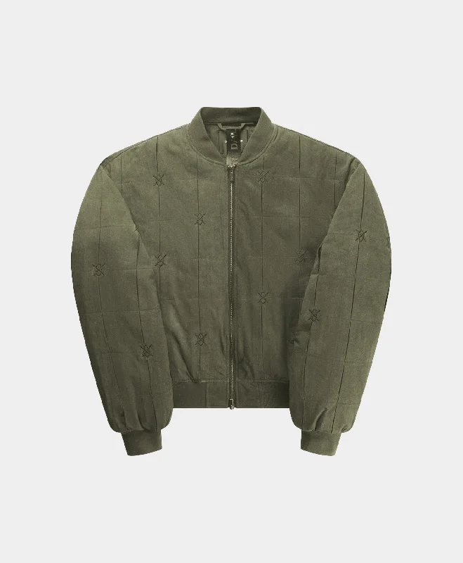 Retro Windbreaker Jacket-Army Green Rasal Bomber Jacket