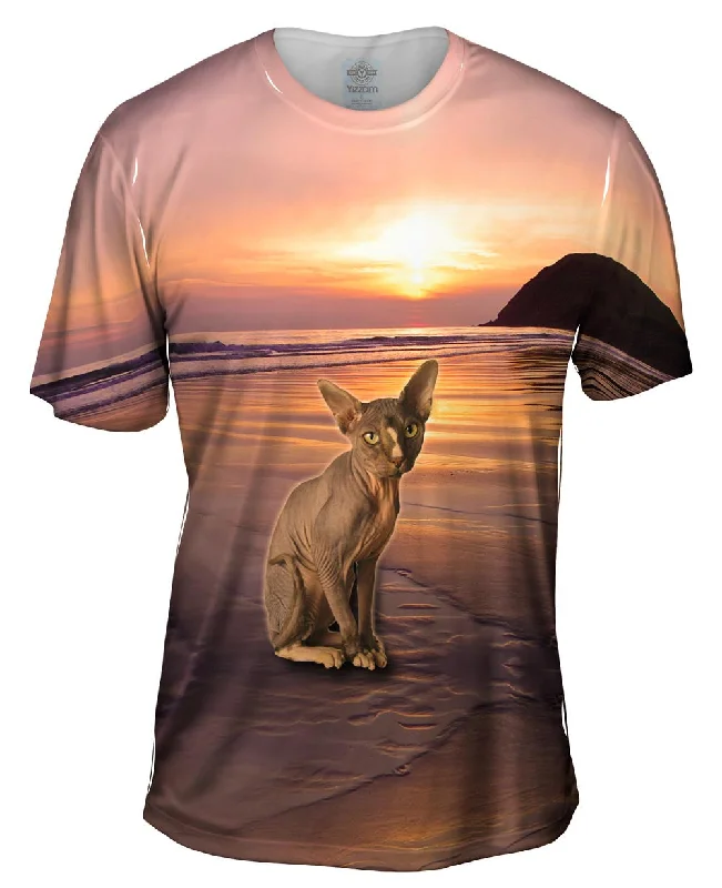 Fitness Fanatic T-Shirt-Sphynx Cat Beach Sunset