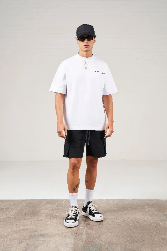 Loose-Fitting Gym Shorts-PANELLED CARGO SHORT - BLACK