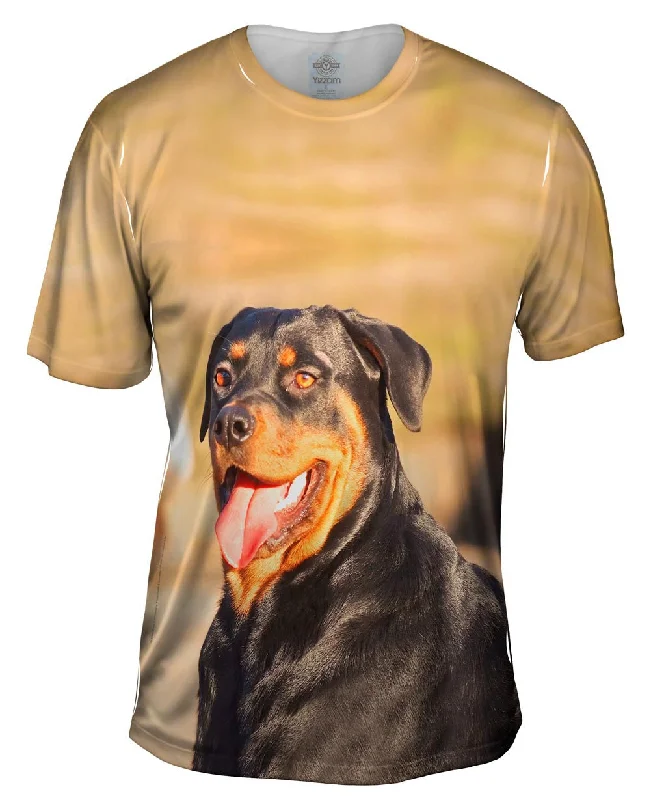 Gym Workout T-Shirt-Rottweiler Smiling