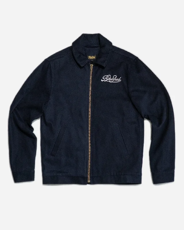 Adjustable Sleeve Jacket-BSMC Garage Twill Jacket - NAVY