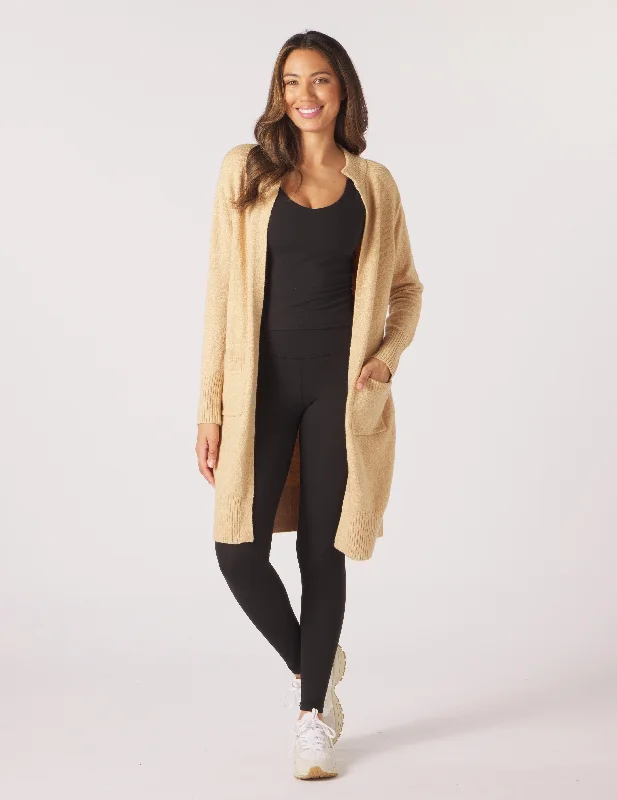 Fashionable Long Sleeve Shirt-Elevated Cardigan: Tan