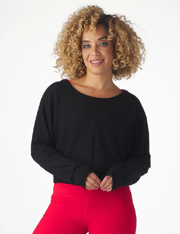 Soft Cashmere Long Sleeve-Comfort Dolman: Black