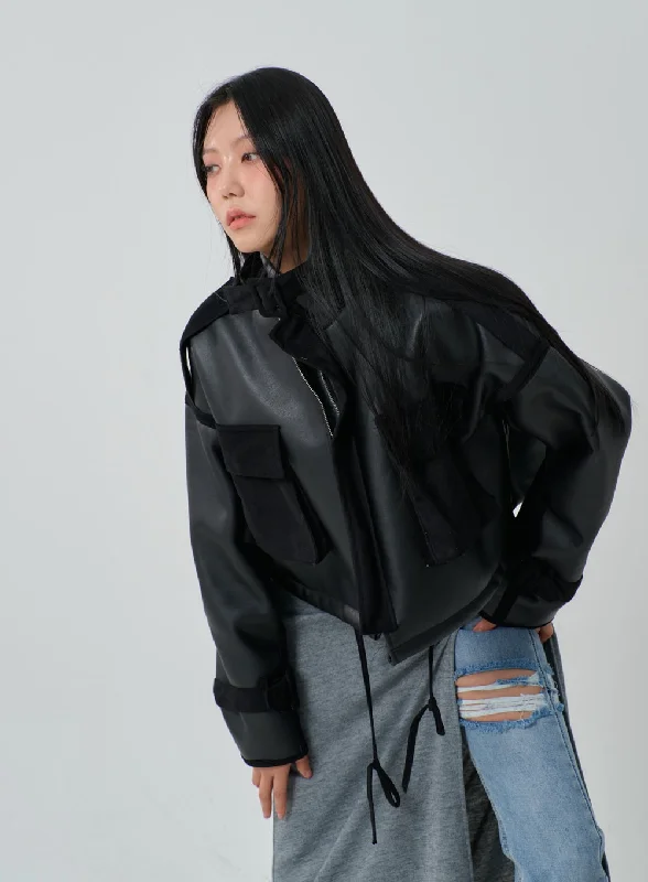 Reflective Safety Jacket-Oversized Cropped Shearling Jacket IJ320