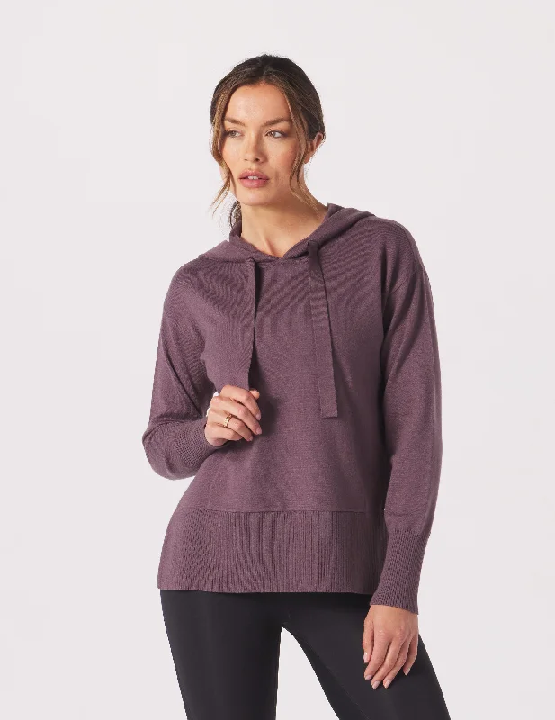 Fleece Lined Long Sleeve-Elite Hoodie: Berry Wine