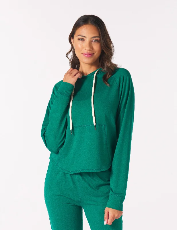 Casual Cotton Long Sleeve-Rocky Hoodie: Emerald Marble