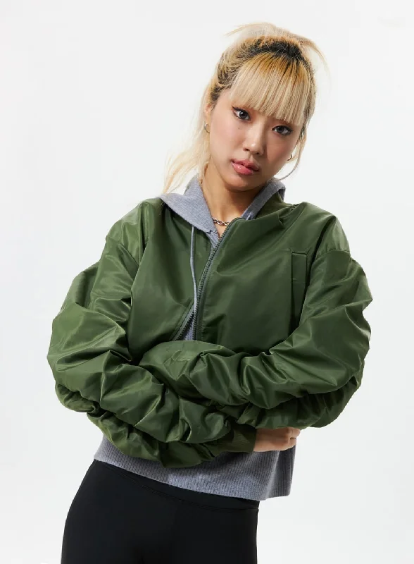 Padded Coat Jacket-Zip-Up Bomber Jacket IS319