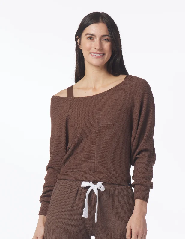 Relaxed Long Sleeve T-Shirt-Comfort Dolman: Espresso