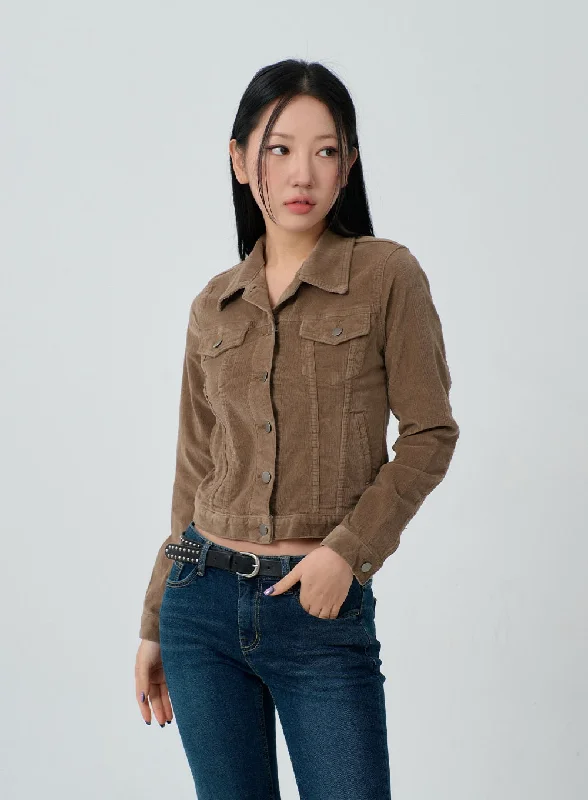 Smart Casual Jacket-Cotton Blend Button Cropped Jacket CJ303