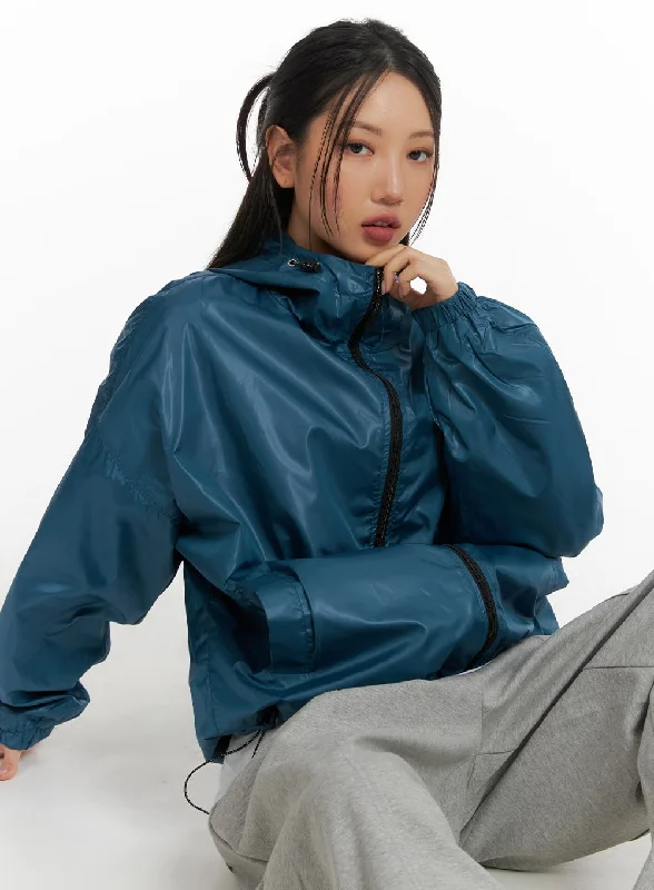 Soft Fabric Jacket-Unisex Solid Hooded Zipper Pocket Windbreaker CM418