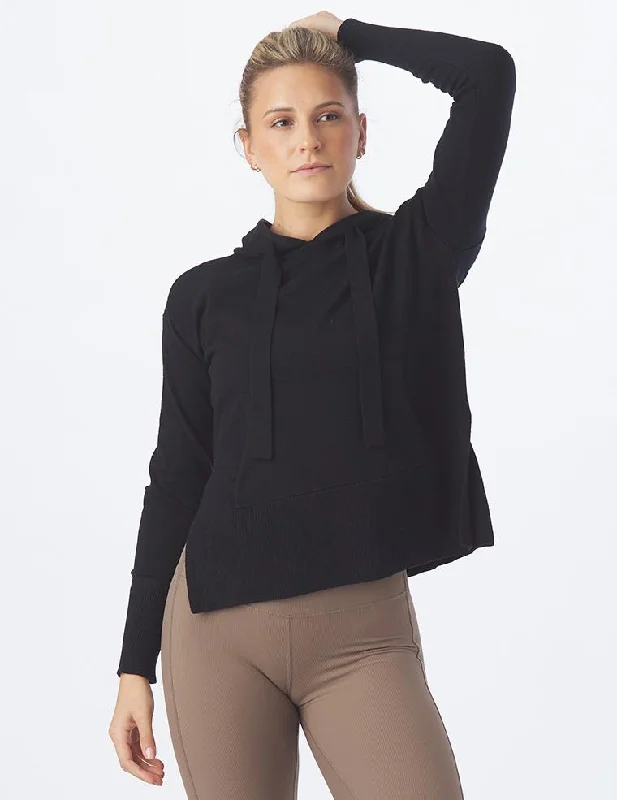 Casual Cotton Blend Long Sleeve-Elite Hoodie: Black