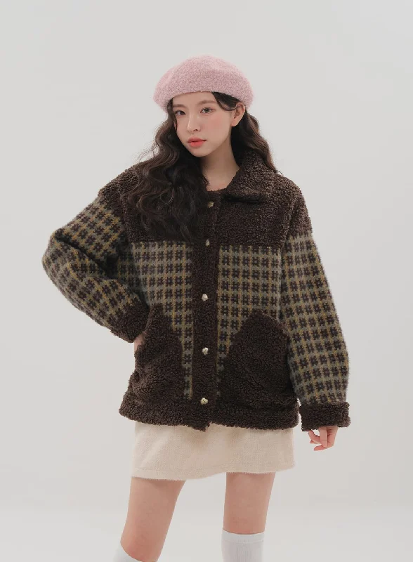 Quilted Jacket-Fleece Check Pattern Jacket BS-B04011703